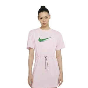 Nike Women’s Pink Mini Drawstring T Shirt Dress Plus Size 2 X